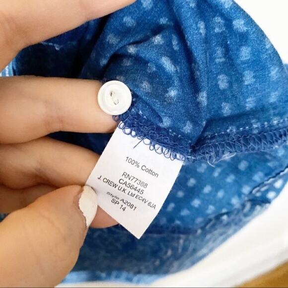 J. crew Bleached-Out patterned Indigo Top sz 0 - Picture 5 of 8